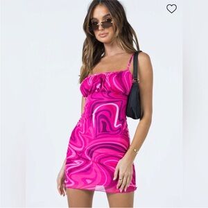 Princess Polly Pink Swirl Mini Dress - NEW